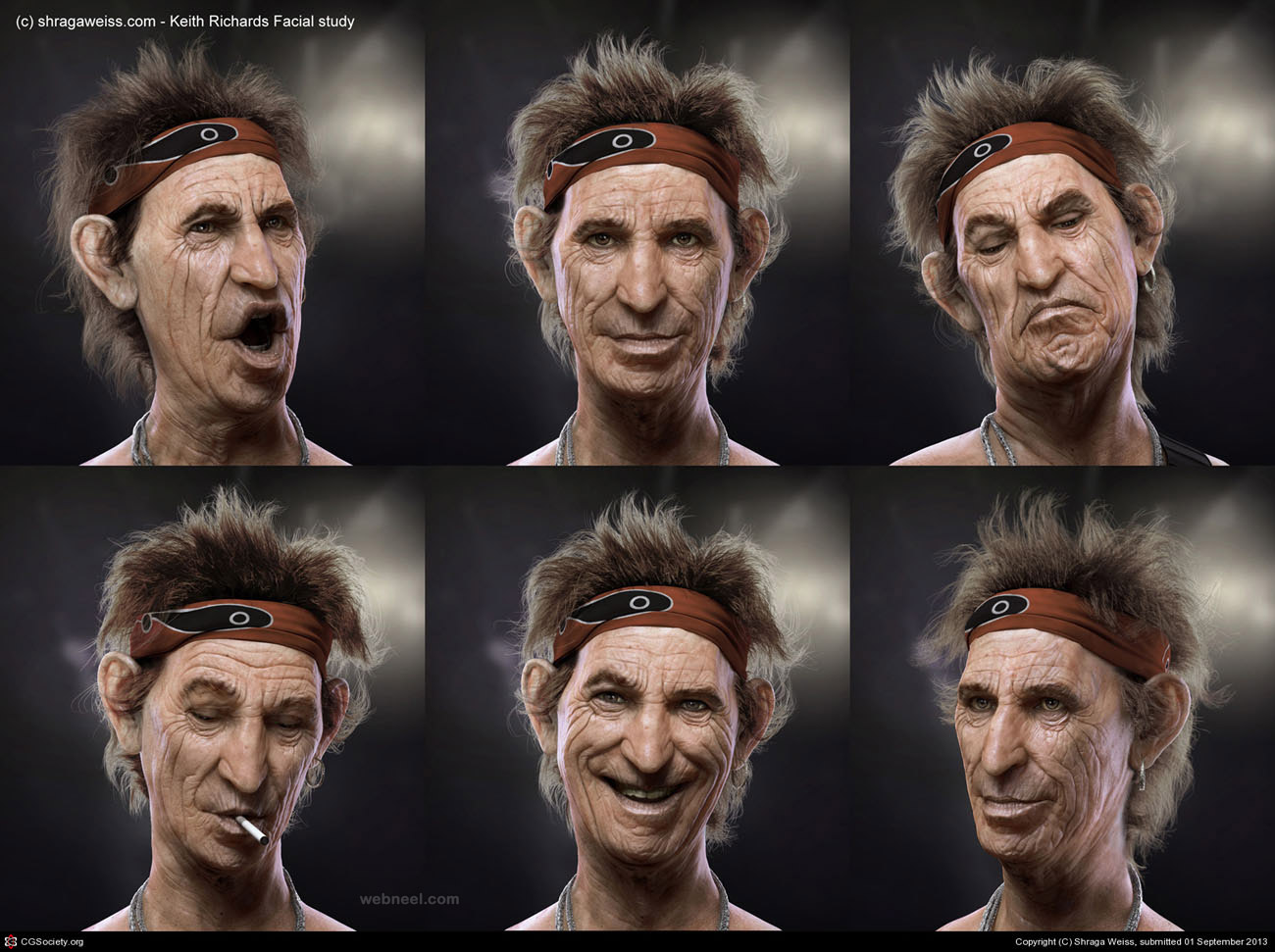 3d model face study keith richards