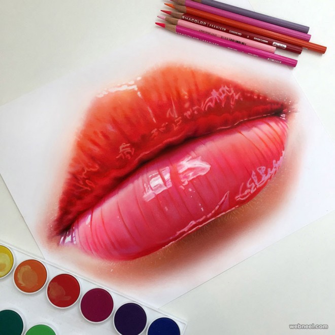 lips color pencil drawing by morgan davidson