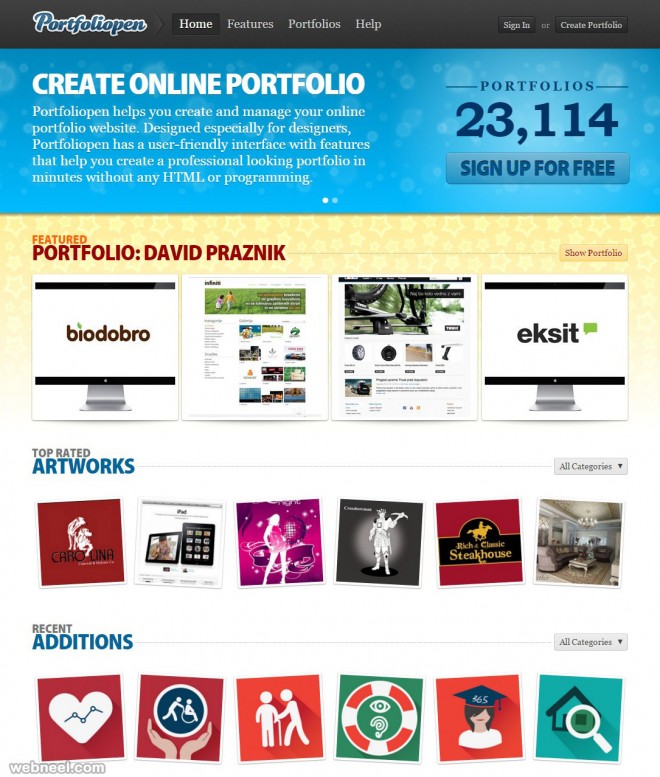 free websites portfoliopen