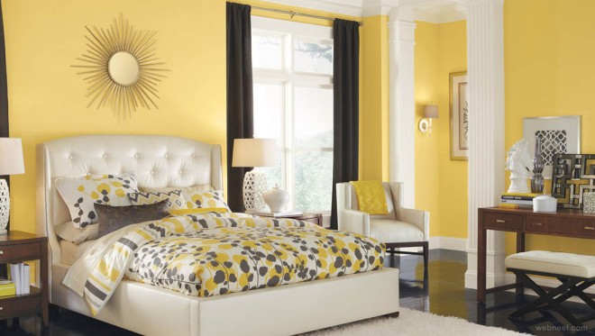 yellow white bedroom color schemes