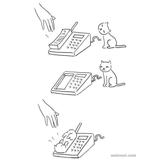 cat funny drawings