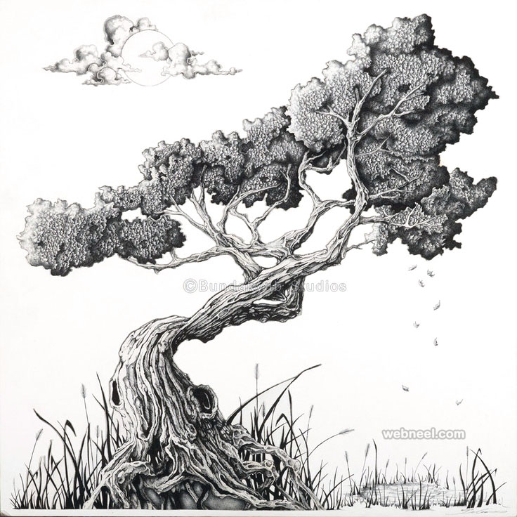 30 Beautiful Tree Drawings and creative Art Ideas from top artists