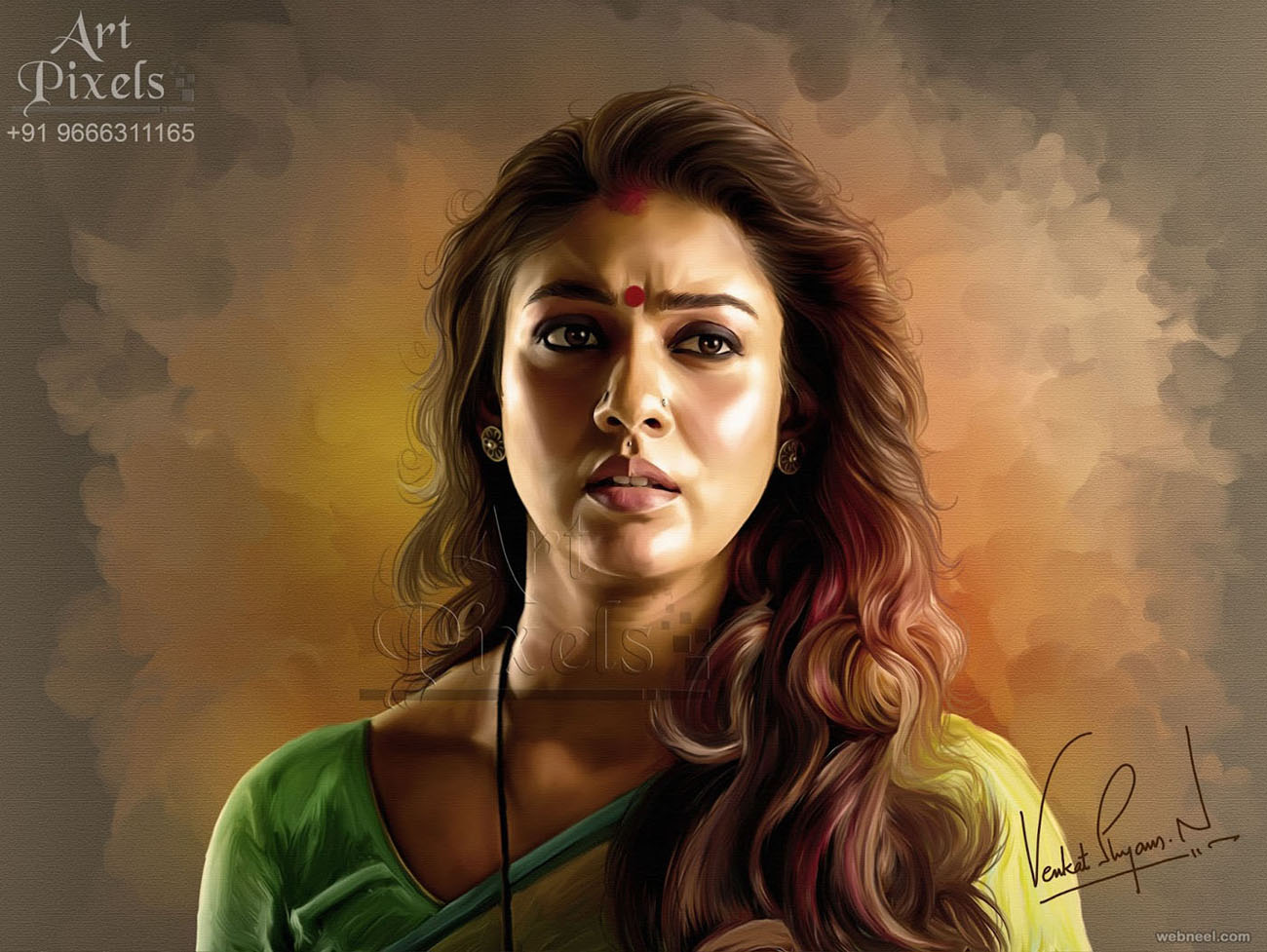 nayan tara actress digital painting by venkat shyam