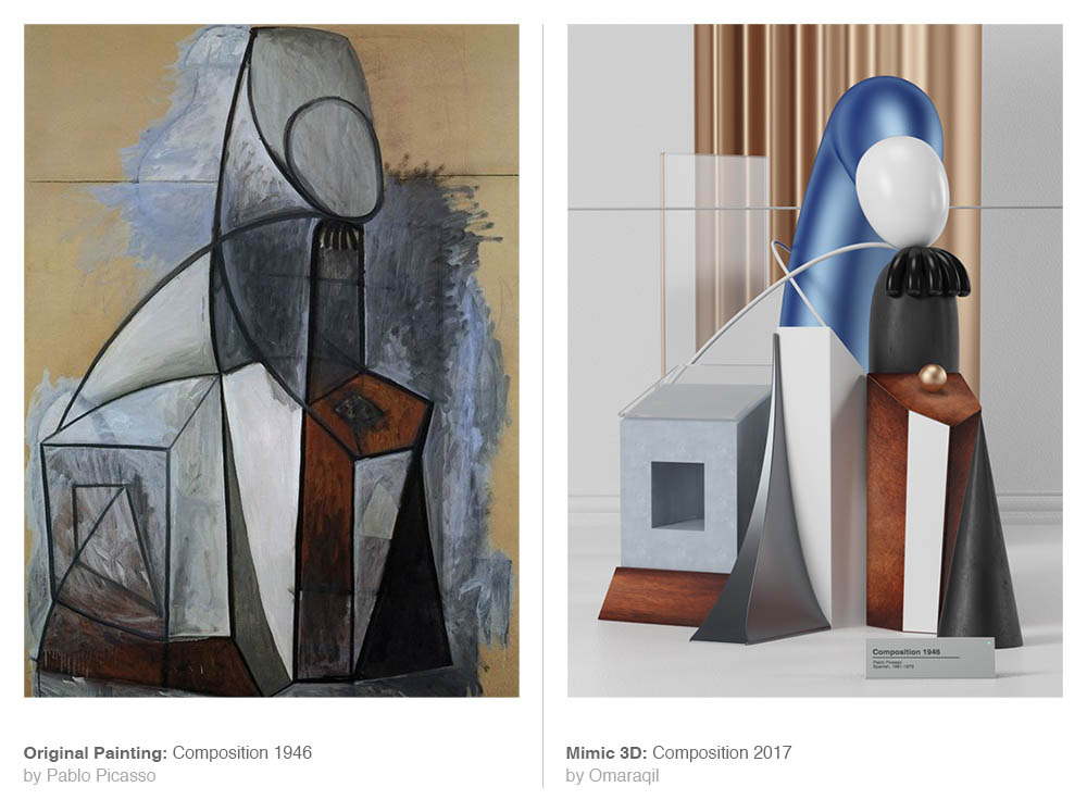 picasso painting 3d model composition