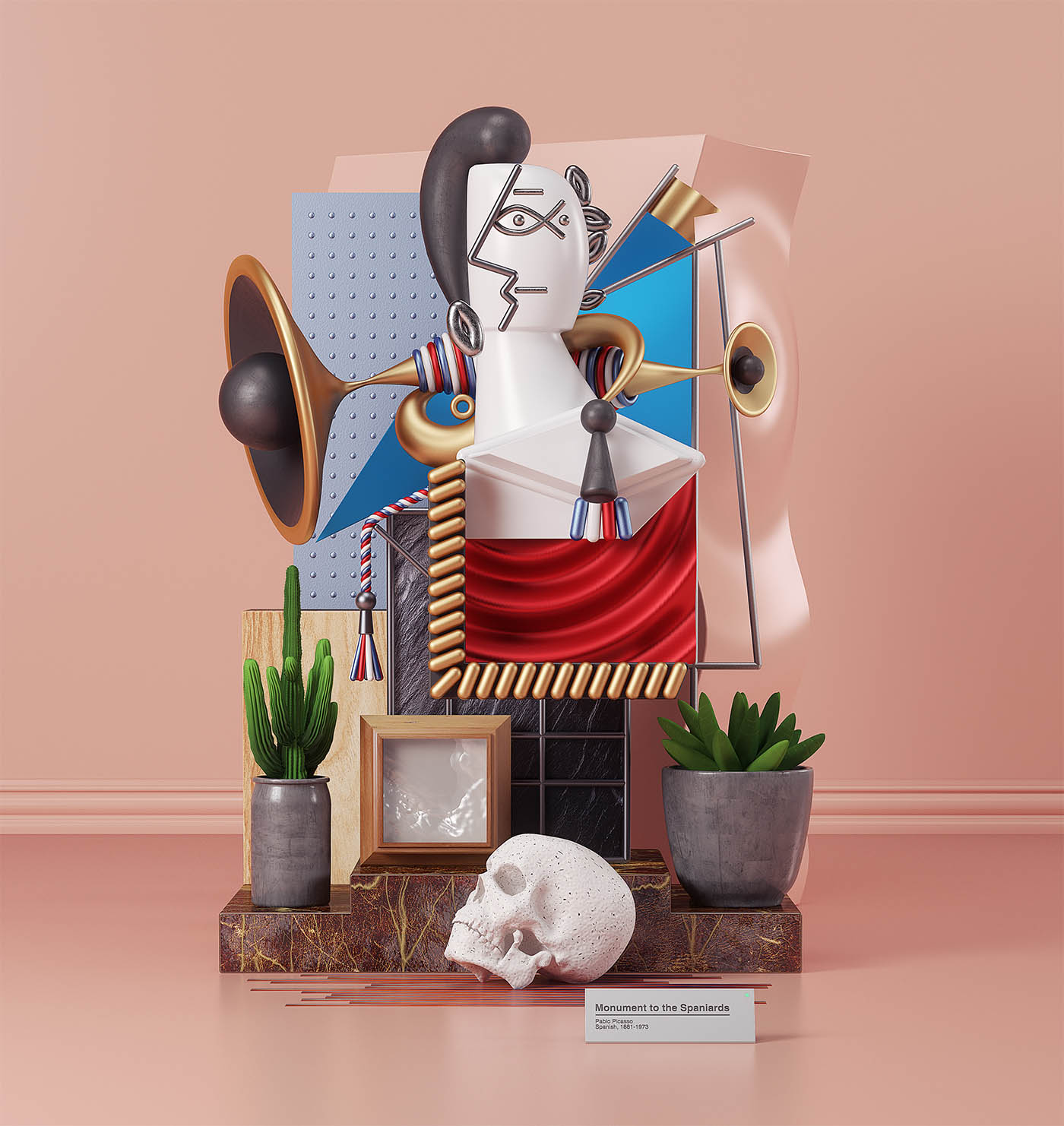 picasso painting 3d model monument spaniards