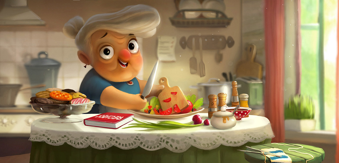 digital art character illustration cooking by andrey gordeev