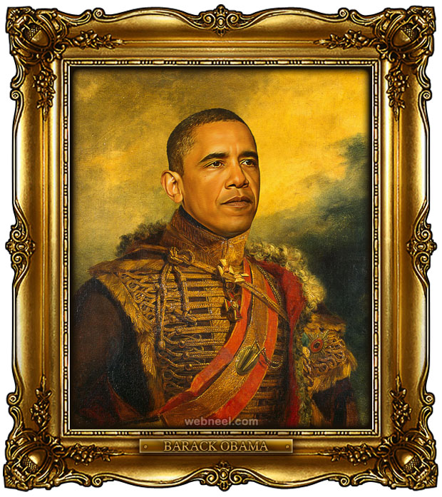 obama digital painting military portraits by steve payne