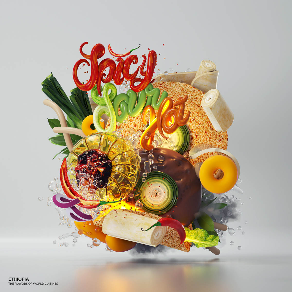 3d typography design ethiopia by omanaquil