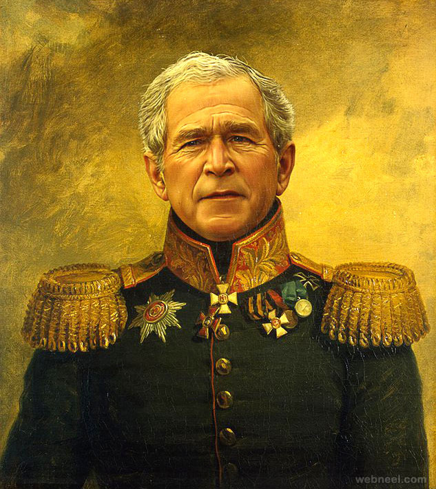 george bush digital painting military portraits by steve payne