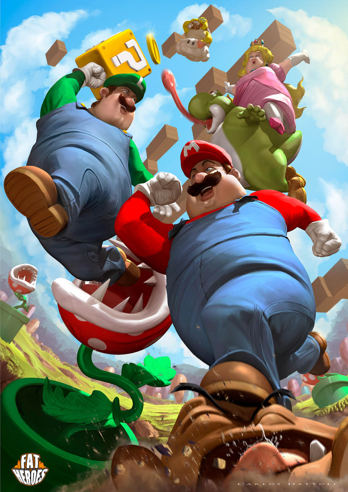 digital art illustration funny fat heros lego by carlos dattoli