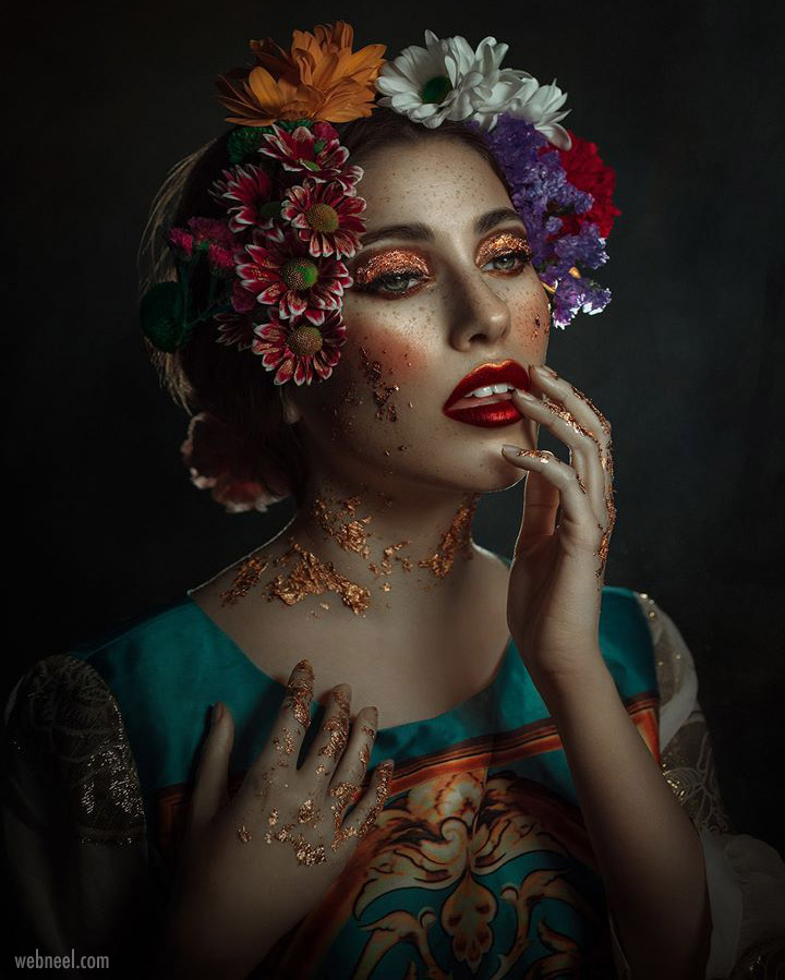 photo retouching woman flower by rebecca saray
