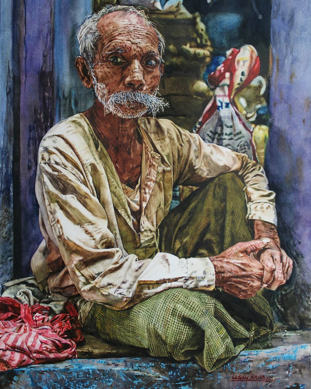watercolor painting indian by uday bhan