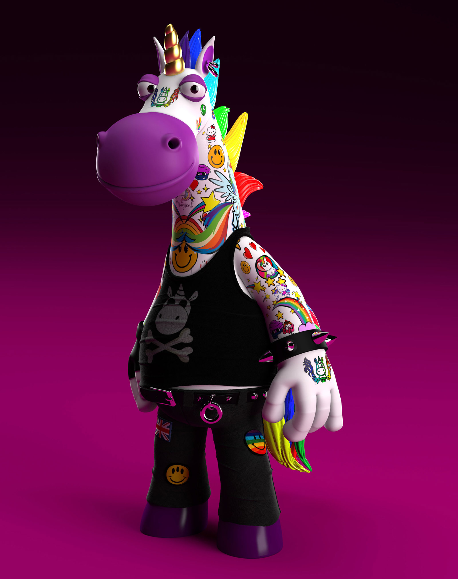 3d model animal punk unicorn