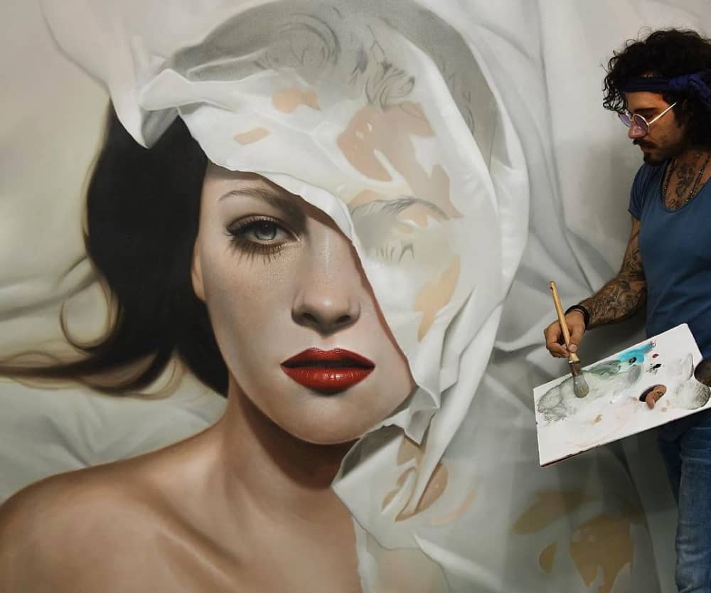 hyper realistic portrait oil painting woman by mike dargas