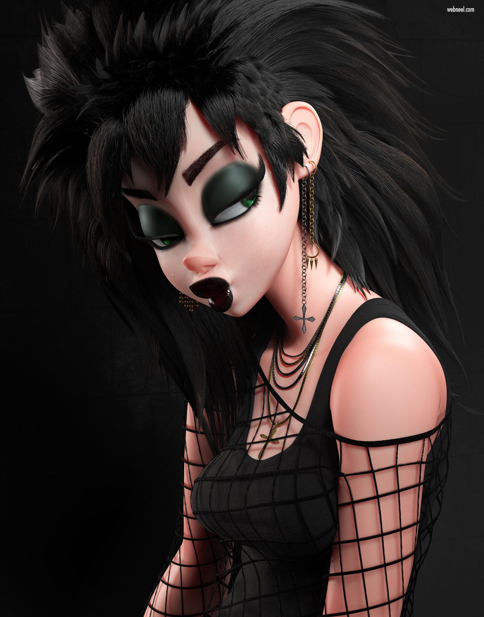 3d model character design dark girl