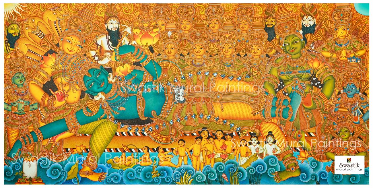 kerala mural painting ananthashayanam by dileep hariharan swastik