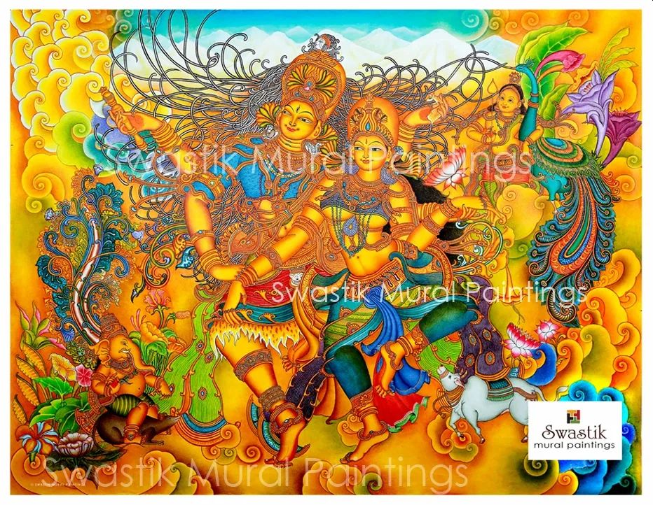 kerala mural painting siva parvathy by dileep hariharan swastik