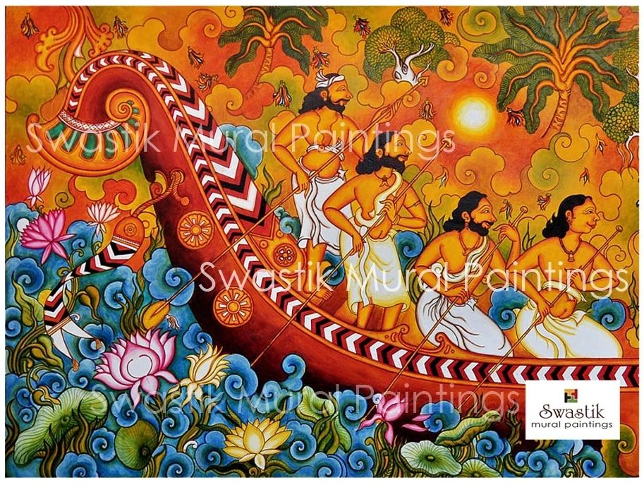 kerala mural painting vallam boat race by dileep hariharan swastik