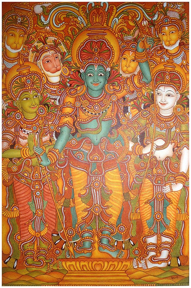 kerala mural painting lord shri ram seetha