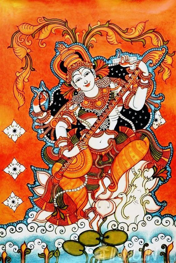 kerala mural painting saraswati