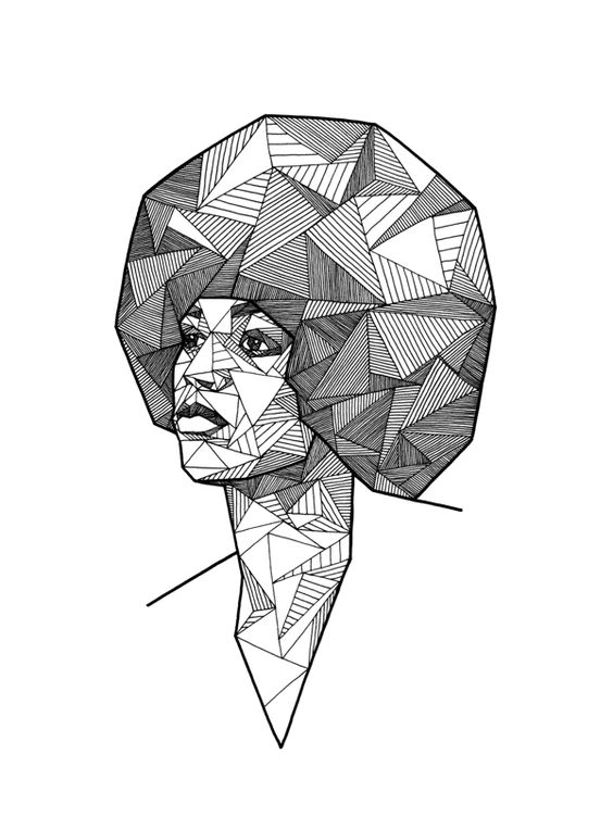 triangulation geometric portrait drawing by allison kunath