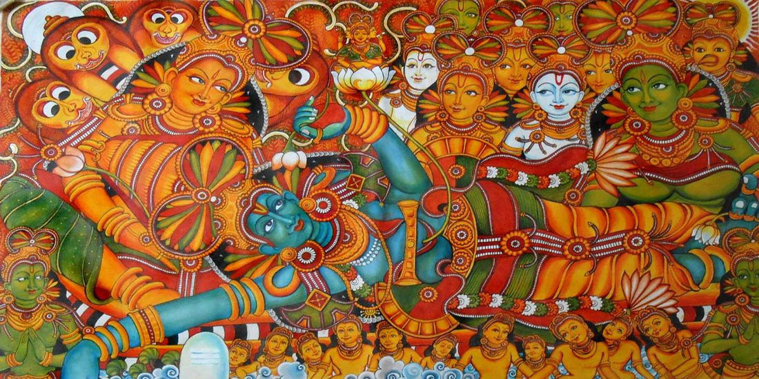 kerala mural painting lord vishnu