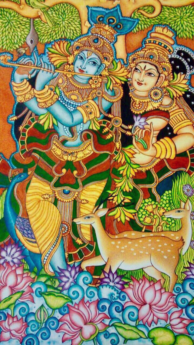 kerala mural painting krishna by devaki arts