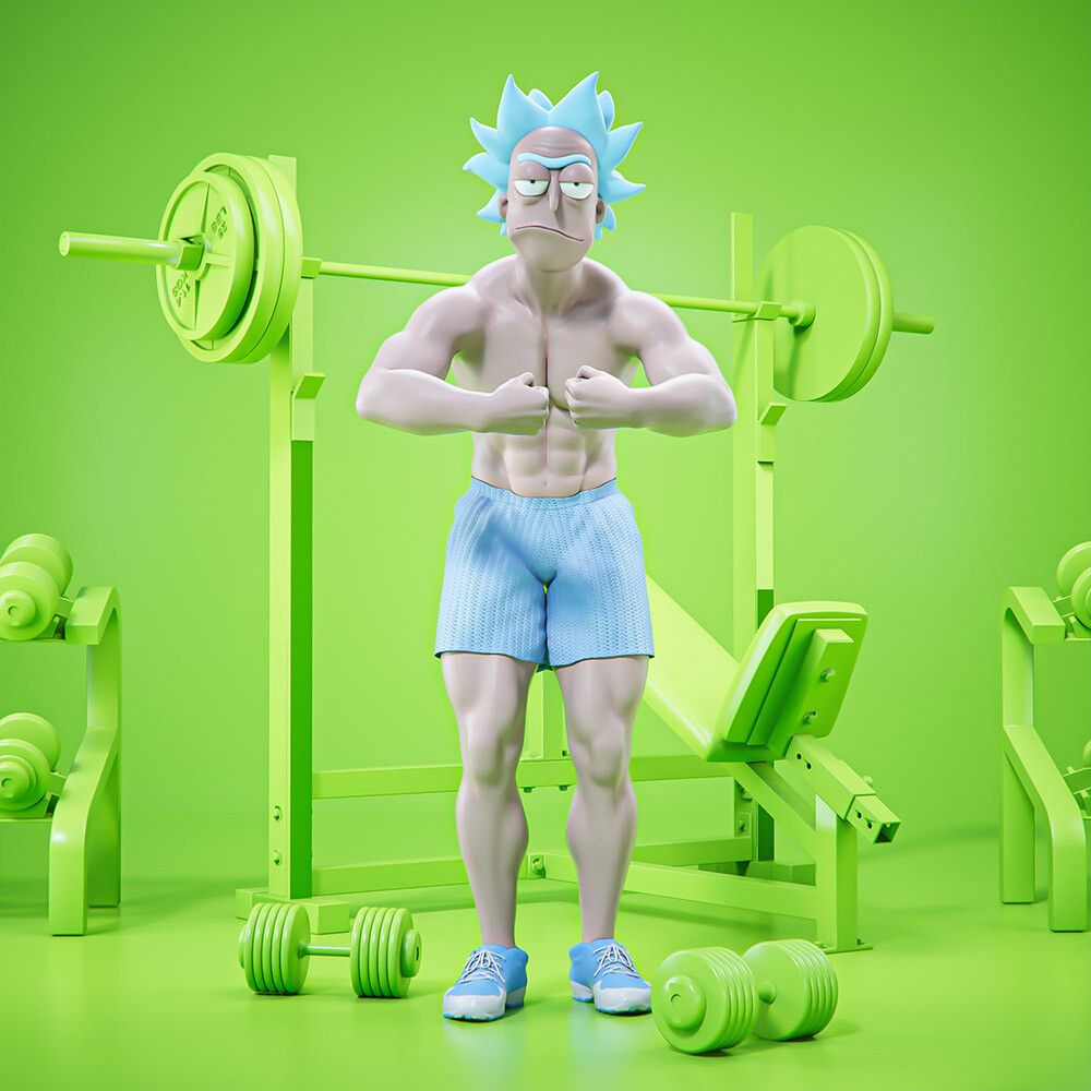 3d cartoon character at gym by mohamed halawany