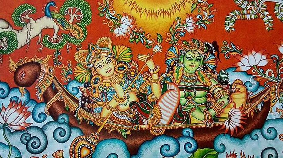 kerala mural painting goddess