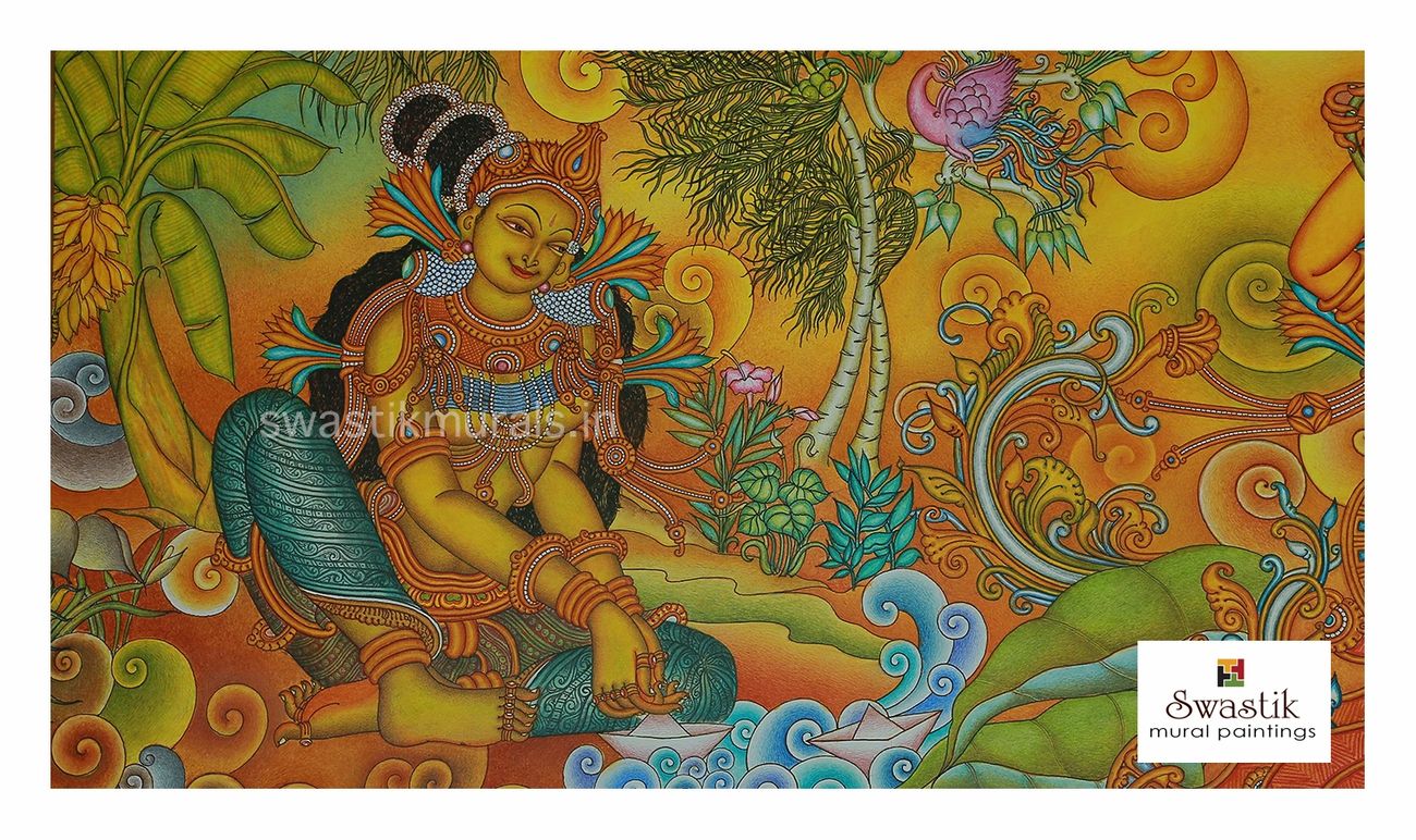 kerala mural painting radha by dileep hariharan swastik
