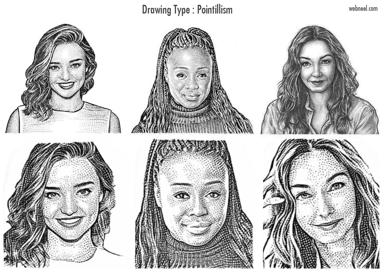 pointillism drawing types portrait