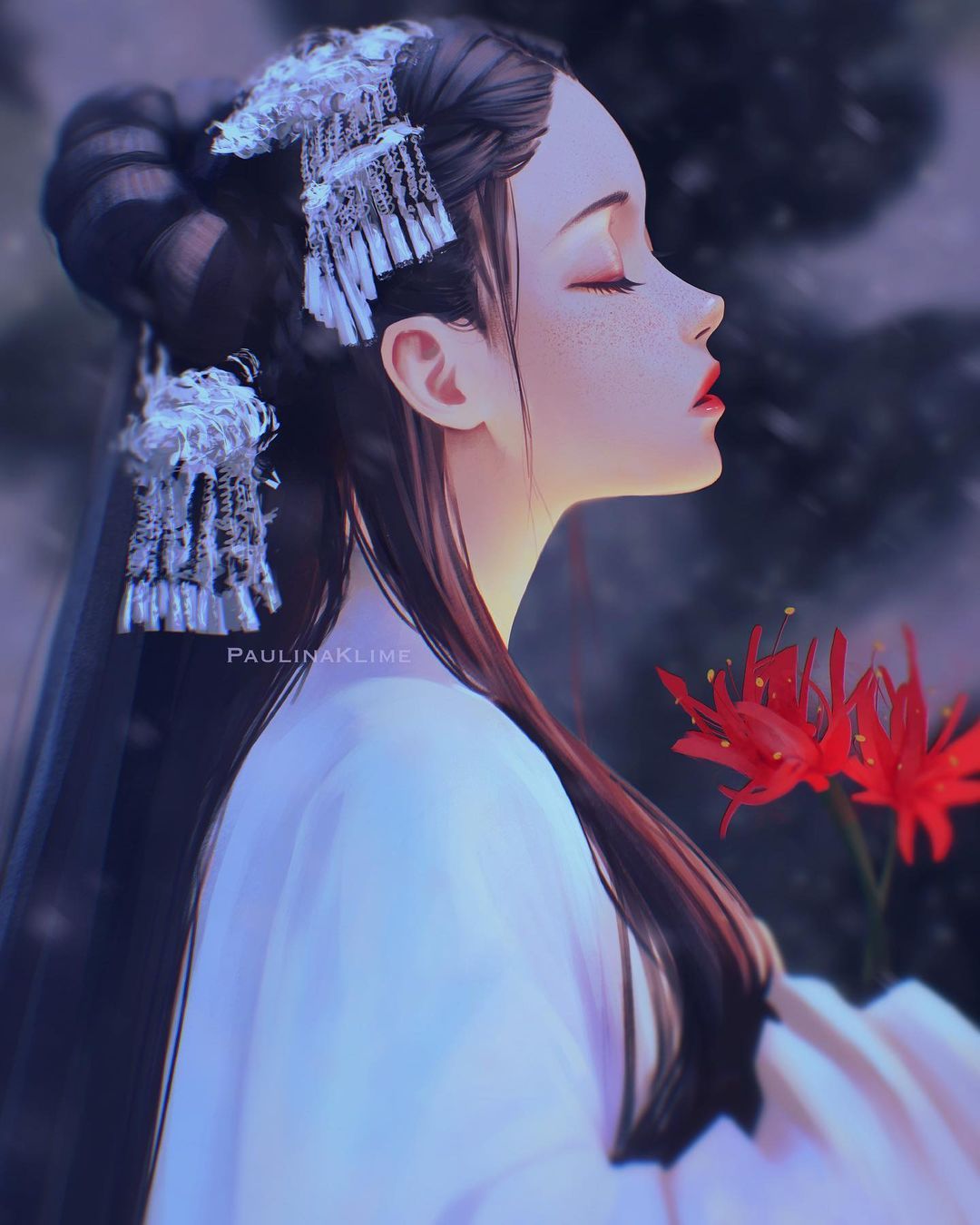 digital painting art chinese girl by paulina klime