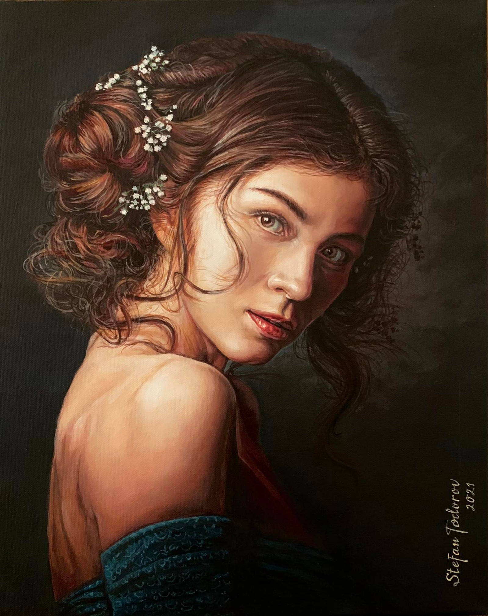 portrait oil painting woman by stefan todorov