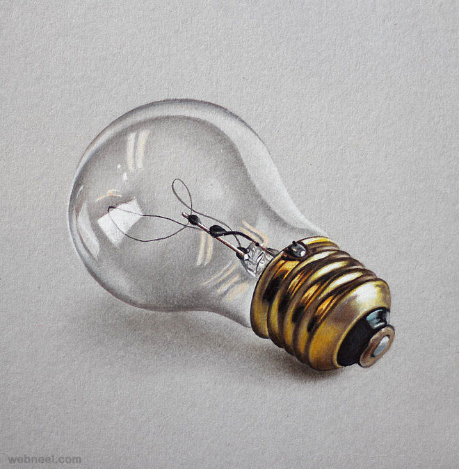 lightbulb realistic drawing by marcello barenghi