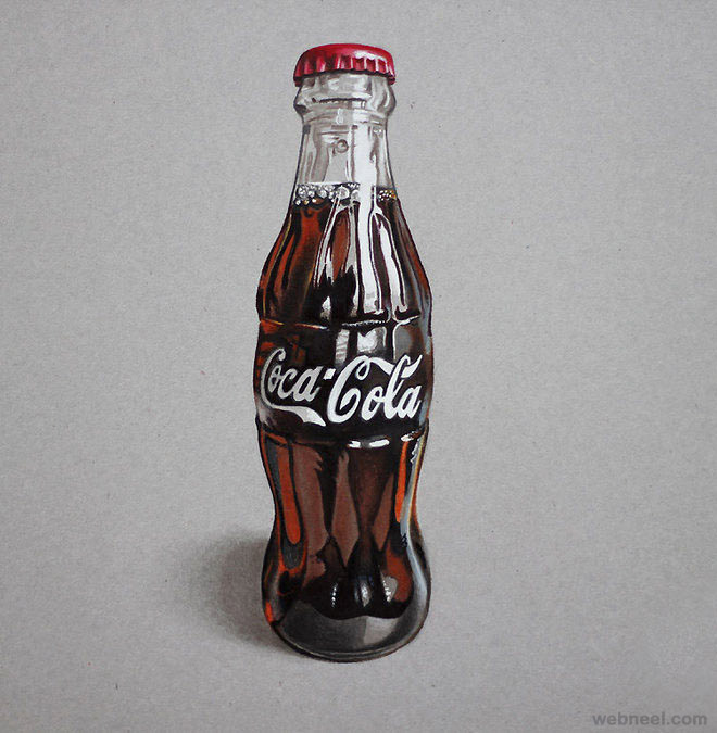 coca cola bottle realistic drawing by marcello barenghi