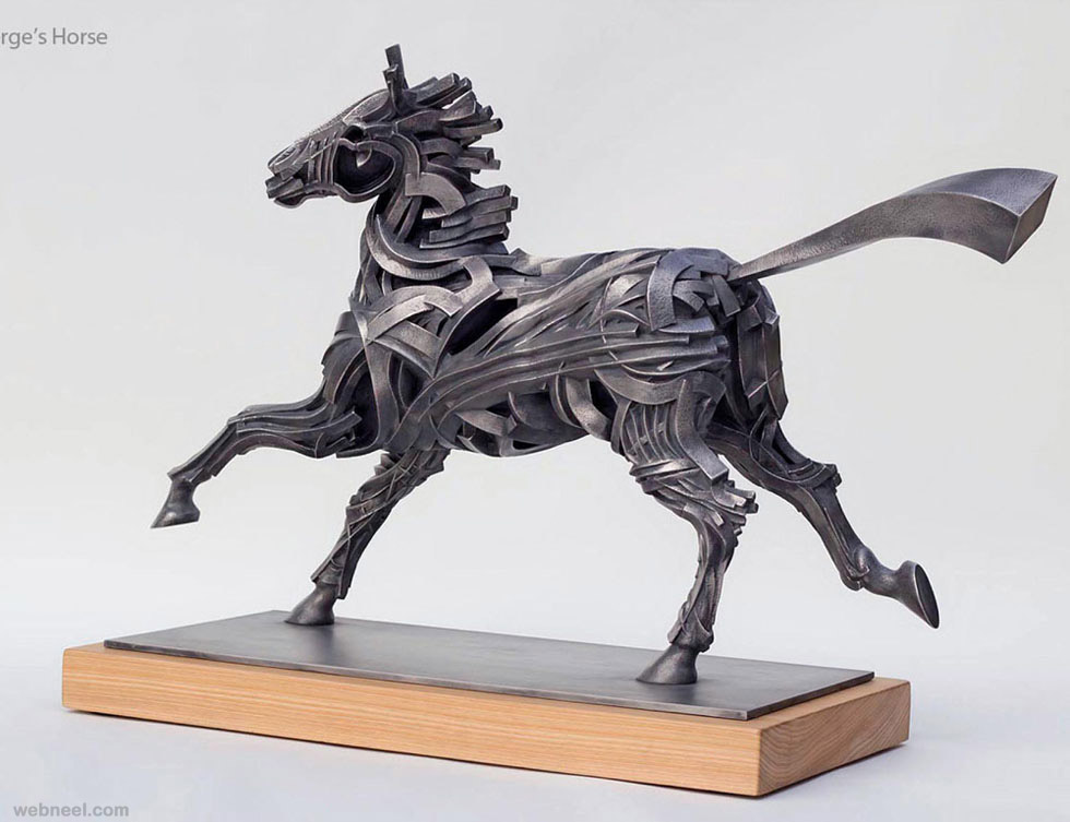horse steel scultpure by gil bruvel