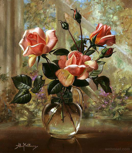 flowers still life painting by albert williams