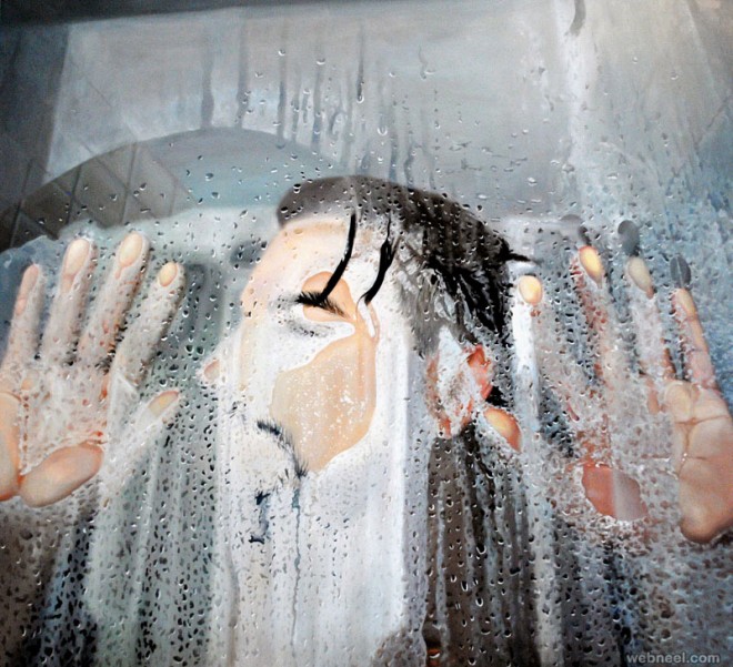 glass water realistic painting by linnea strid