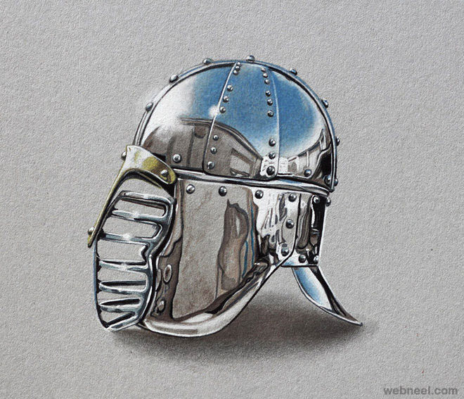 helmet realistic drawing by marcello barenghi