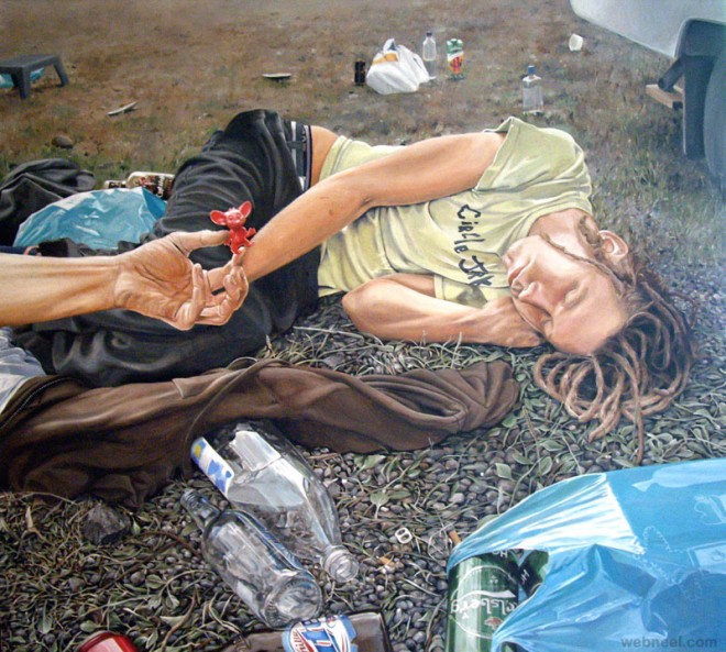 drunken realistic painting by linnea strid