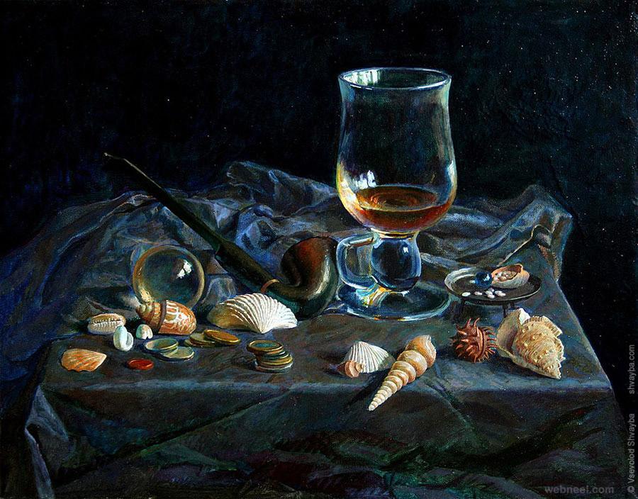 sea shell still life painting by vsevolod shvayba