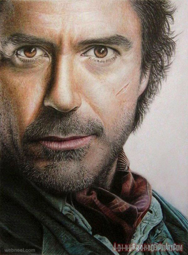 robert downey photo realistic color pencil drawing by adinugroho