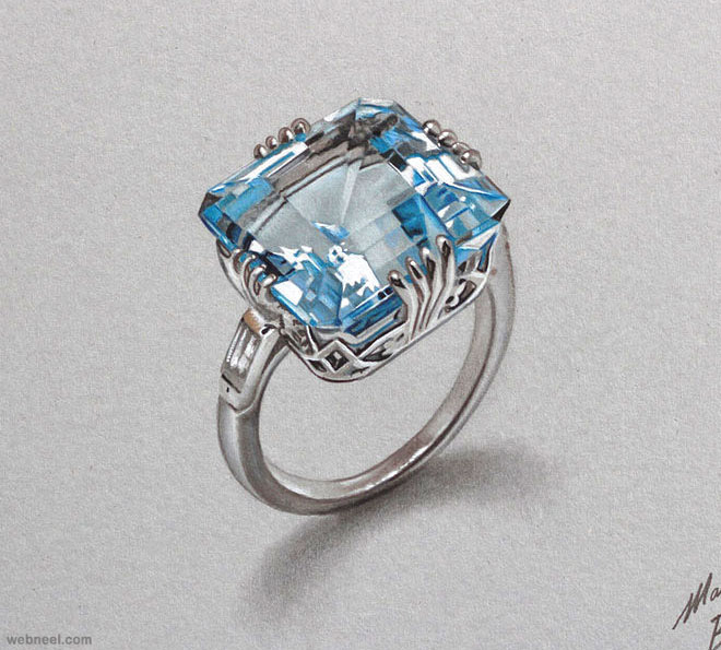 gems ring realistic drawing by marcello barenghi