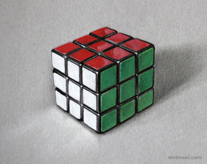 rubiks cube realistic drawing by marcello barenghi