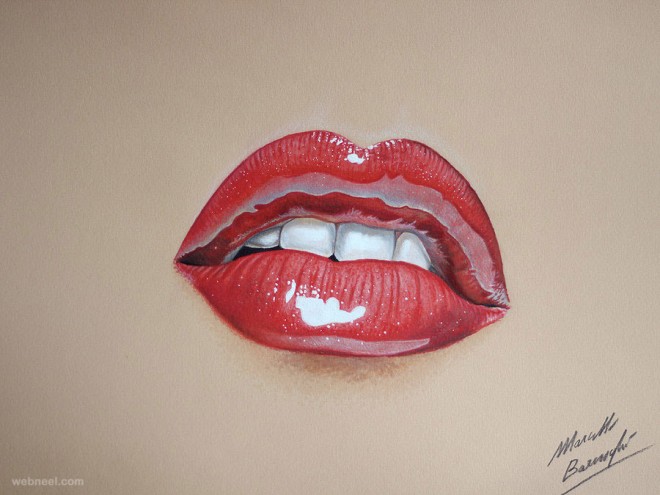 lips realistic drawing by marcello barenghi