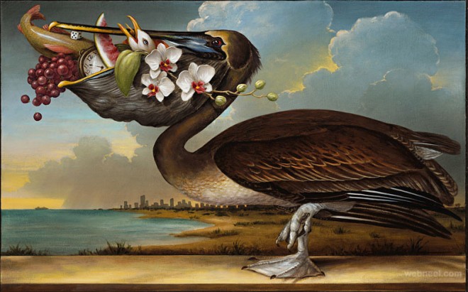 birds of america surreal painting by kevin sloan