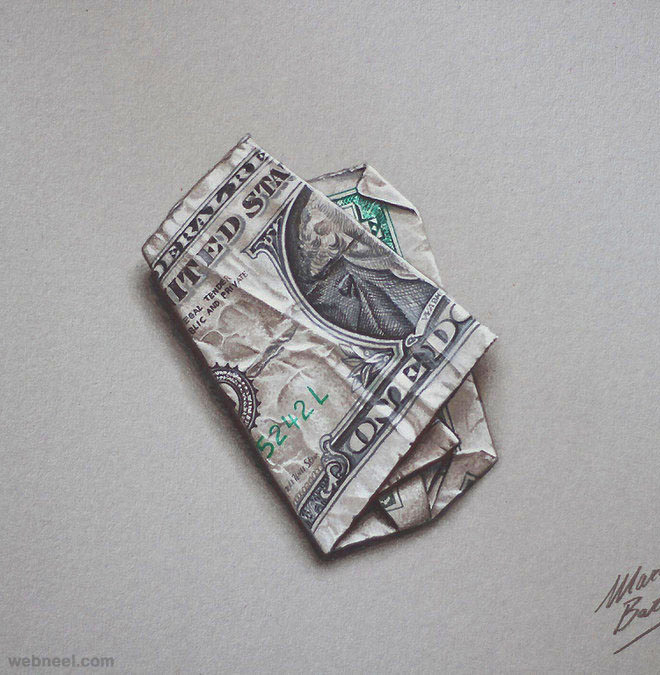 dollar realistic drawing by marcello barenghi