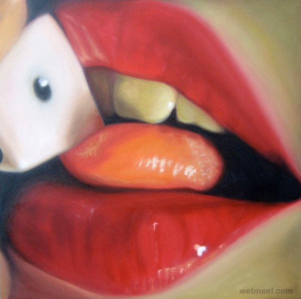 lips oil painting
