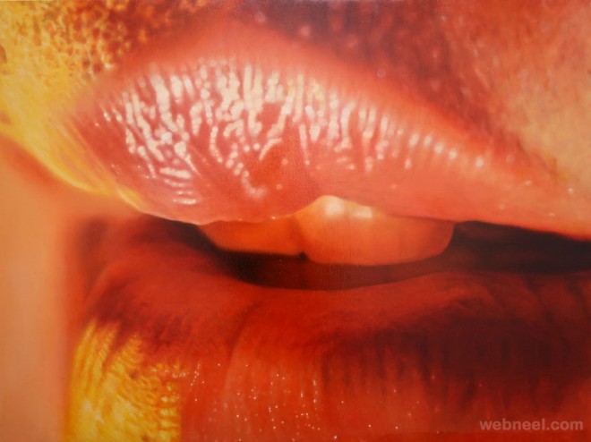lips oil paintings by jkb