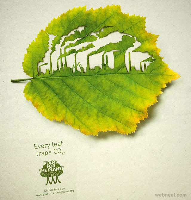 best print ads global warming trees leaf
